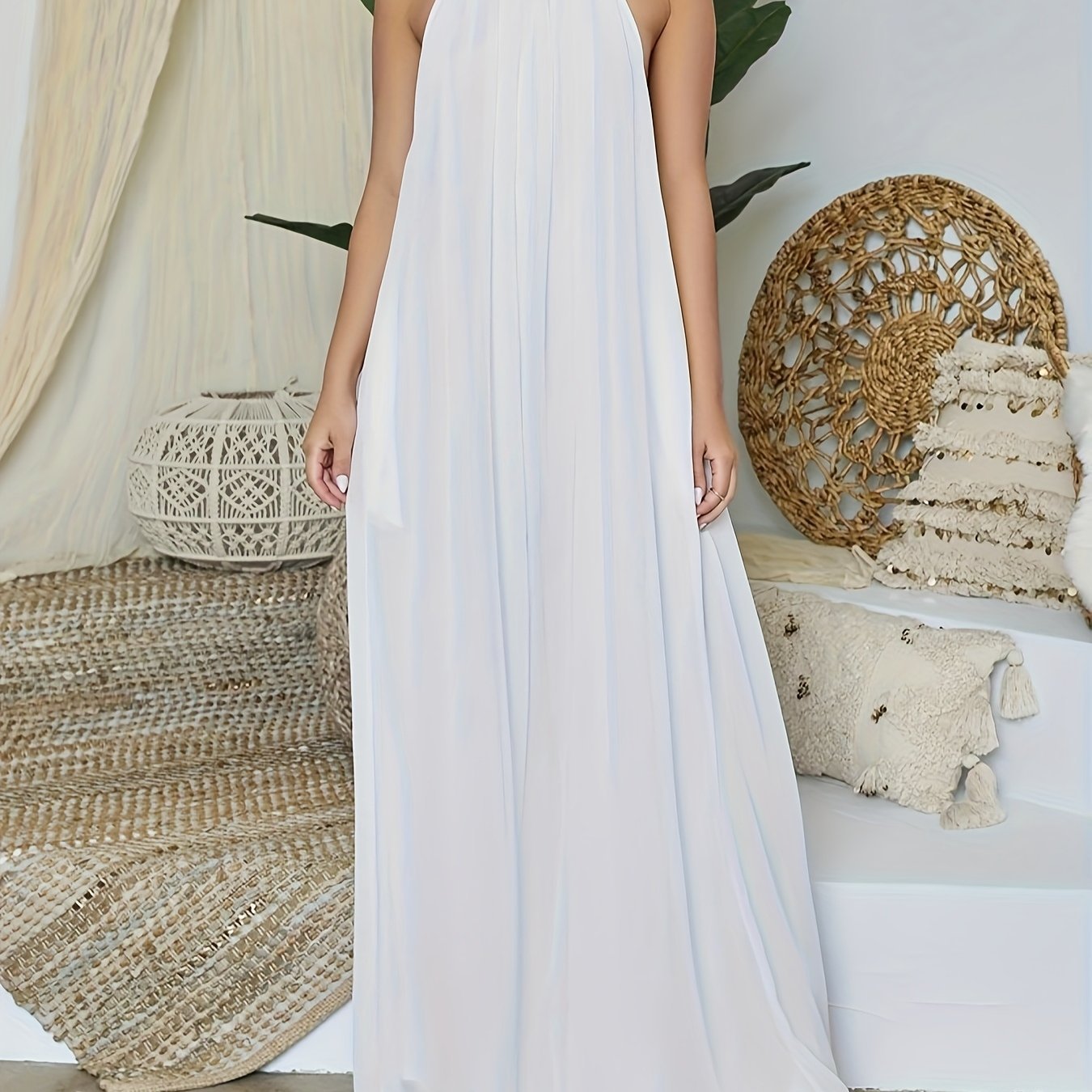 Women's Halter Neck Backless Jumpsuit - Gems Ensumbles