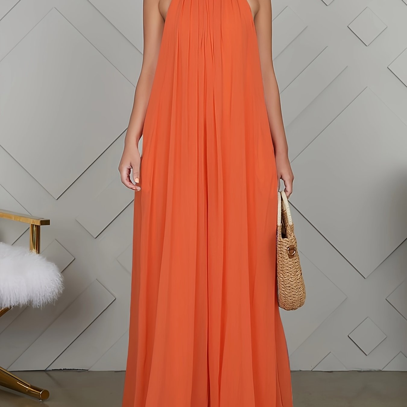 Women's Halter Neck Backless Jumpsuit - Gems Ensumbles