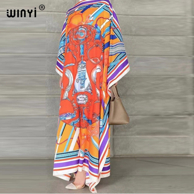 Load image into Gallery viewer, Women Silk Kaftan Maxi  Loose Summer Bohemian  long dress
