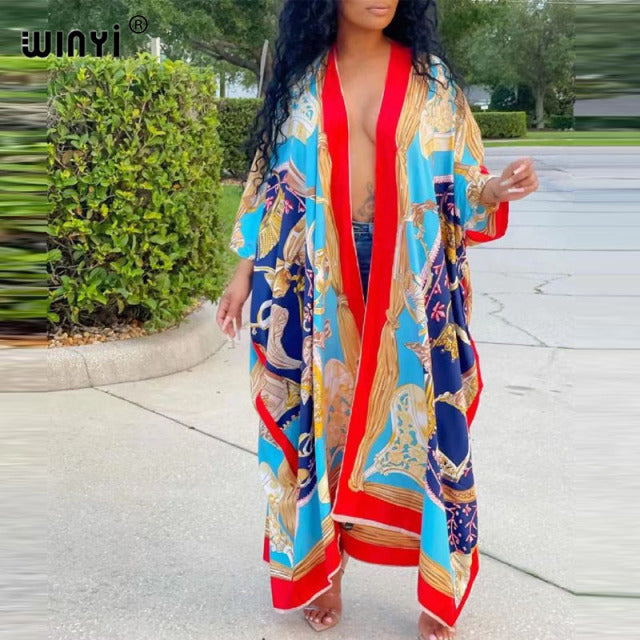 Load image into Gallery viewer, women Printed Traditional African Loose Kimono
