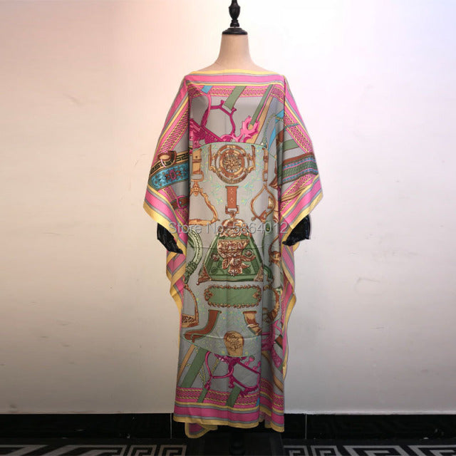 Load image into Gallery viewer, Women Silk Kaftan Maxi  Loose Summer Bohemian  long dress
